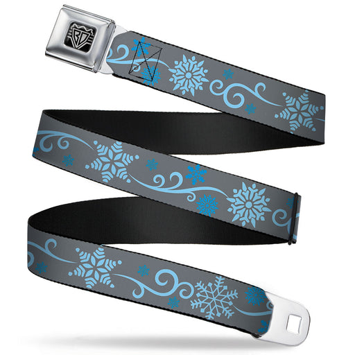BD Wings Logo CLOSE-UP Full Color Black Silver Seatbelt Belt - Holiday Snowflakes Gray/Blue Webbing Seatbelt Belts Buckle-Down   