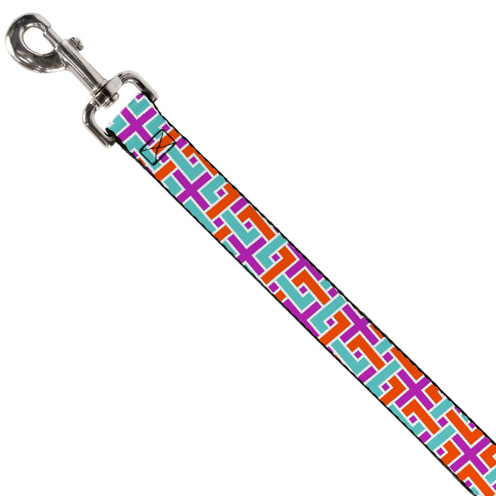 Dog Leash - Weave CLOSE-UP White/Pink/Orange/Aqua Dog Leashes Buckle-Down   