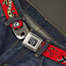 BD Wings Logo CLOSE-UP Full Color Black Silver Seatbelt Belt - Lucky Red Webbing Seatbelt Belts Buckle-Down   