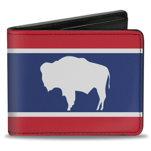 Bi-Fold Wallet - Wyoming Flags Bison Silhouette Bi-Fold Wallets Buckle-Down   
