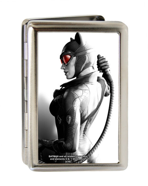 Business Card Holder - LARGE - Arkham City Catwoman Whip Pose FCG Grays Red Metal ID Cases DC Comics   