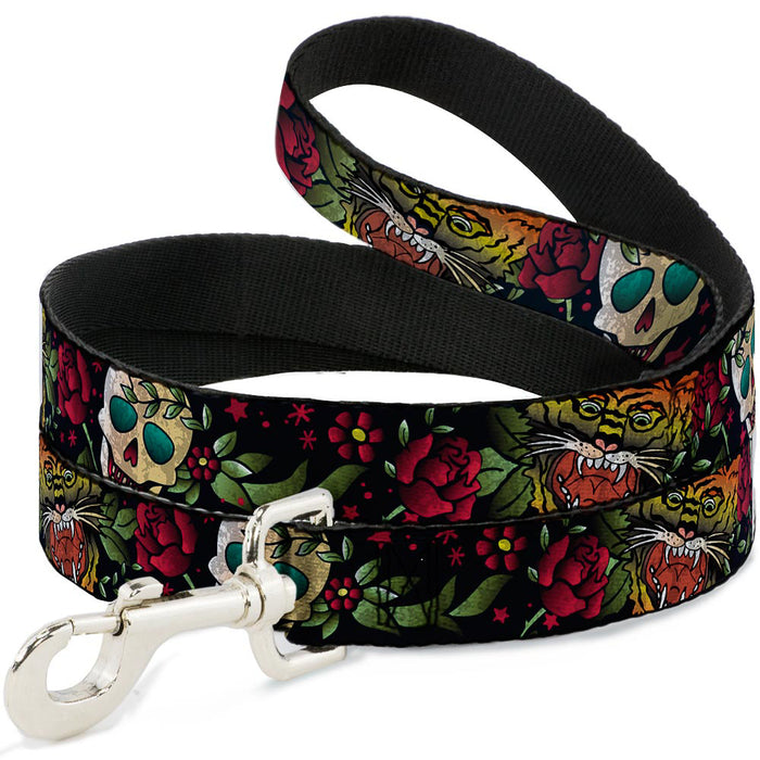 Dog Leash - Death Before Dishonor CLOSE-UP Black Dog Leashes Buckle-Down   