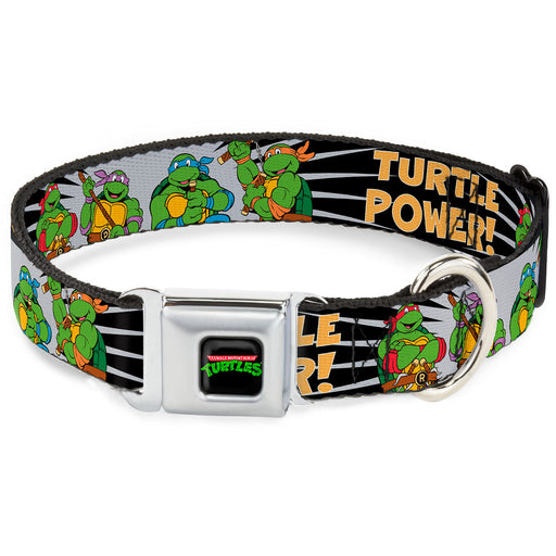 Classic TEENAGE MUTANT NINJA TURTLES Logo Seatbelt Buckle Collar - Classic Teenage Mutant Ninja Turtles Group Pose/TURTLE POWER! Seatbelt Buckle Collars Nickelodeon   