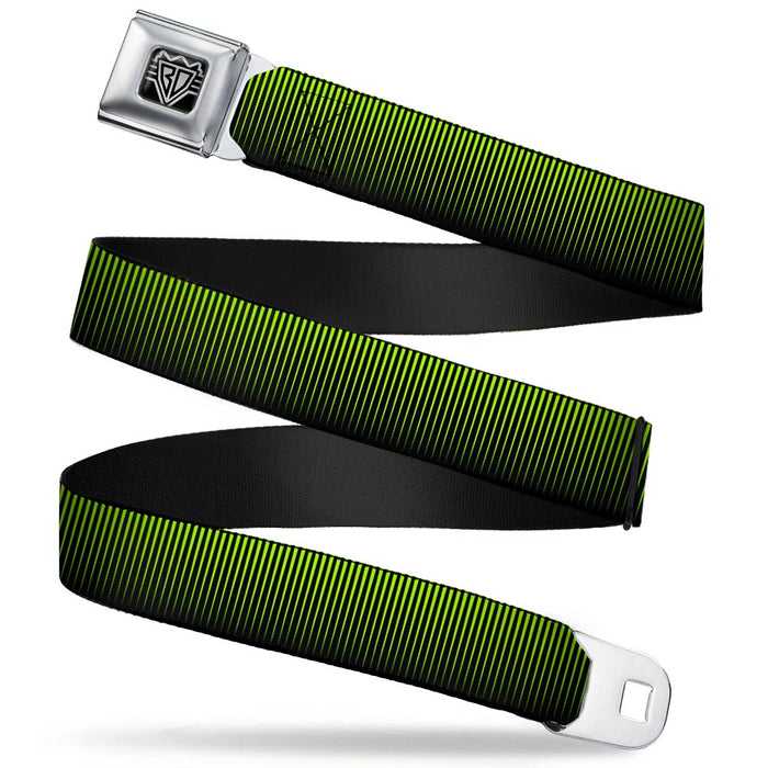 BD Wings Logo CLOSE-UP Full Color Black Silver Seatbelt Belt - Vertical Stripes Transition Black/Yellow Webbing Seatbelt Belts Buckle-Down   