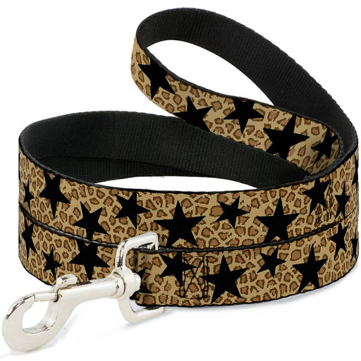 Dog Leash - Cheetah/Stars Tan/Black Dog Leashes Buckle-Down   