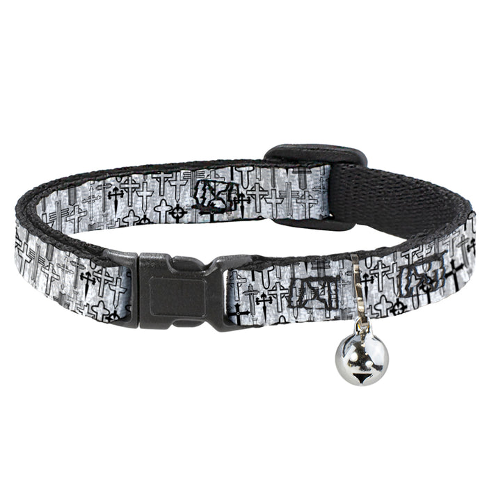 Cat Collar Breakaway - Crosses Assorted Distressed White Black Breakaway Cat Collars Buckle-Down   