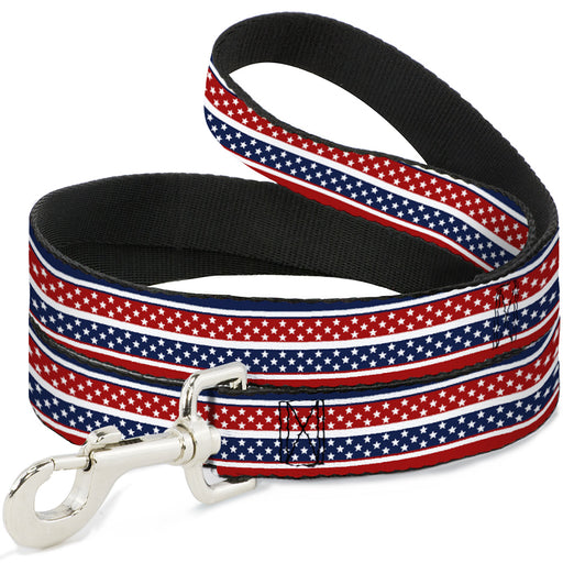 Dog Leash - Americana Stripe w/Mini Stars Blue/Red/White Dog Leashes Buckle-Down   