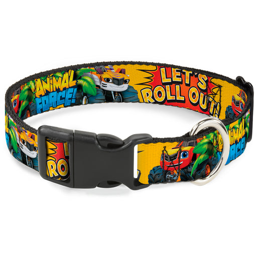 Plastic Clip Collar - Blaze & Stripes ANIMAL FORCE Pose/LET'S ROLL OUT! Pop Art Yellows/Reds Plastic Clip Collars Nickelodeon   