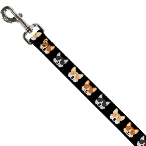 Dog Leash - Corgi 3-Faces Black Dog Leashes Buckle-Down   