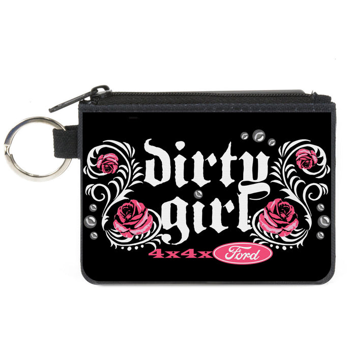 Canvas Zipper Wallet - MINI X-SMALL - Floral DIRTY GIRL 4x4xFORD Black White Pink Canvas Zipper Wallets Ford   