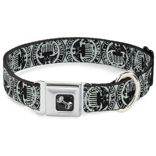 Dog Bone Seatbelt Buckle Collar - Americana Federal Reserve Seal Weathered Gray/Black Seatbelt Buckle Collars Buckle-Down   