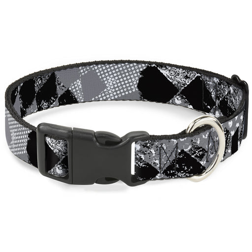 Plastic Clip Collar - Grunge Checker Flag Black/White Plastic Clip Collars Buckle-Down   
