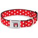 Minnie Mouse w Bow CLOSE-UP Full Color Black Red White Seatbelt Buckle Collar - Minnie Mouse Polka Dots Red/White Seatbelt Buckle Collars Disney   