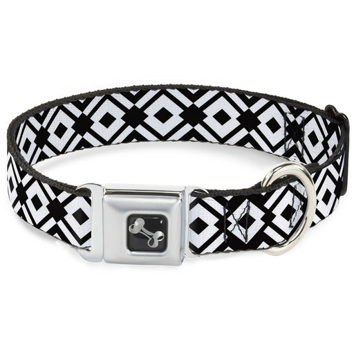 Dog Bone Seatbelt Buckle Collar - Aztec2 White/Black Seatbelt Buckle Collars Buckle-Down   
