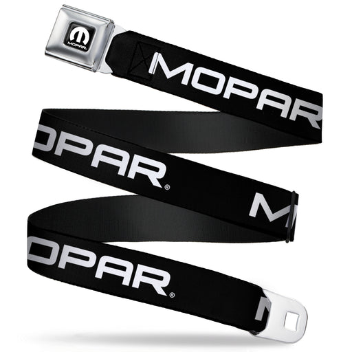 MOPAR Logo Full Color Black White Seatbelt Belt - MOPAR Text Black/White Webbing Seatbelt Belts Mopar   