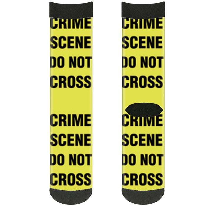 Sock Pair - Polyester - CRIME SCENE DO NOT CROSS Yellow Black - CREW Socks Buckle-Down   