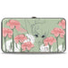 Hinged Wallet - Tinker Bell Sketch Carnations Dandelions Sage Greens Pinks White Hinged Wallets Disney   