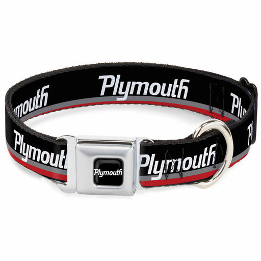 PLYMOUTH Text Logo Full Color Black/White Seatbelt Buckle Collar - PLYMOUTH Text/Stripe Black/White/Gray/Red Seatbelt Buckle Collars Dodge   