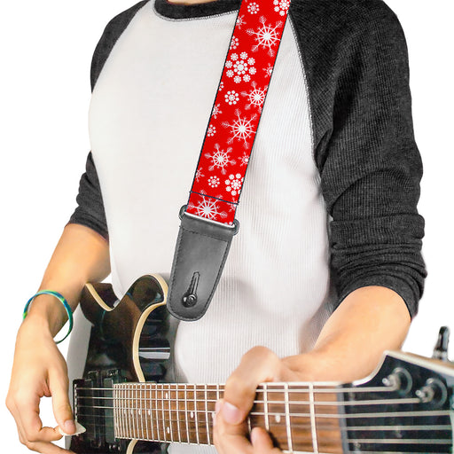 Guitar Strap - Snowflakes Red White Guitar Straps Buckle-Down   