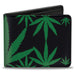 Bi-Fold Wallet - Marijuana Leaves Scattered Black Green Bi-Fold Wallets Buckle-Down   