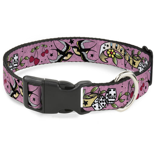 Plastic Clip Collar - Lucky Pink Plastic Clip Collars Buckle-Down   