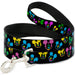 Dog Leash - Mickey Mouse Expressions Scattered Black/Multi Neon Dog Leashes Disney   