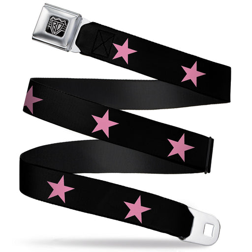 BD Wings Logo CLOSE-UP Full Color Black Silver Seatbelt Belt - Star Black/Pink Webbing Seatbelt Belts Buckle-Down   