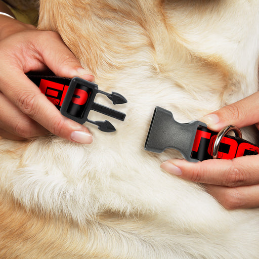 Plastic Clip Collar - TOO EPIC TO FAIL Weathered Black/Red Plastic Clip Collars Buckle-Down   