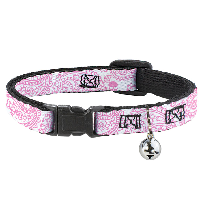 Cat Collar Breakaway - Bandana Skulls White Pink Breakaway Cat Collars Buckle-Down   