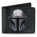 Bi-Fold Wallet - Star Wars The Mandalorian Helmet + MANDALORIAN BOUNTY HUNTER Icon Grays White Bi-Fold Wallets Star Wars   