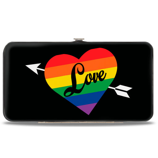 Hinged Wallet - LOVE Rainbow Stripe Heart Black Multi Color Hinged Wallets Buckle-Down   