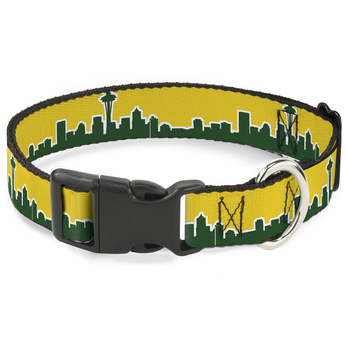 Plastic Clip Collar - Seattle Skyline Yellow/Emerald Green Plastic Clip Collars Buckle-Down   