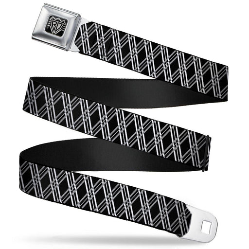 BD Wings Logo CLOSE-UP Full Color Black Silver Seatbelt Belt - Zig Zag Black/Gray/White Webbing Seatbelt Belts Buckle-Down   