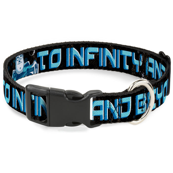 Plastic Clip Collar - Buzz Poses/Stars TO INFINITY AND BEYOND Black/Blues Plastic Clip Collars Disney   