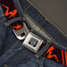 BD Wings Logo CLOSE-UP Full Color Black Silver Seatbelt Belt - Mud Flap Girls w/Stripes Black/Red/Orange Webbing Seatbelt Belts Buckle-Down   