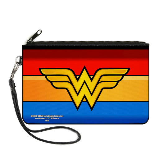 Canvas Zipper Wallet - LARGE - Wonder Woman Logo Stripe Red Yellows Blue Canvas Zipper Wallets DC Comics   