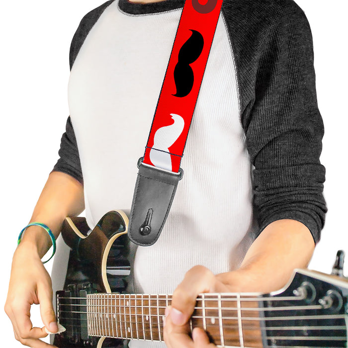 Guitar Strap - Mustaches Red Brown White Black Guitar Straps Buckle-Down   