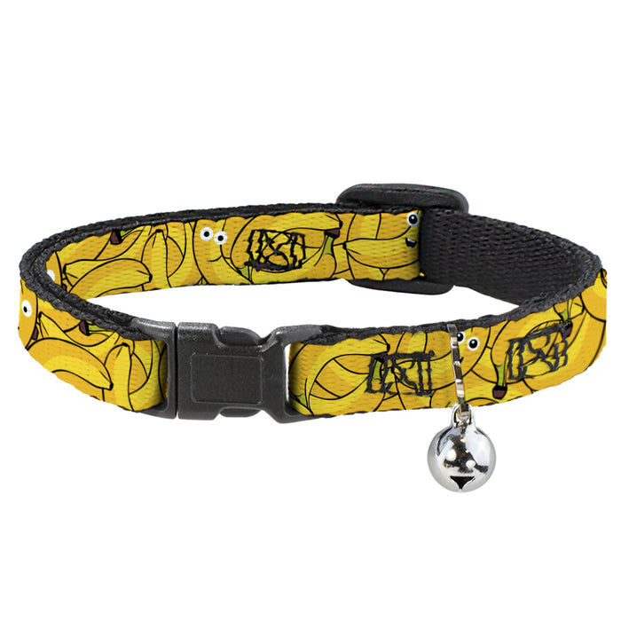 Cat Collar Breakaway - Bananas Stacked Cartoon Yellows Breakaway Cat Collars Buckle-Down   