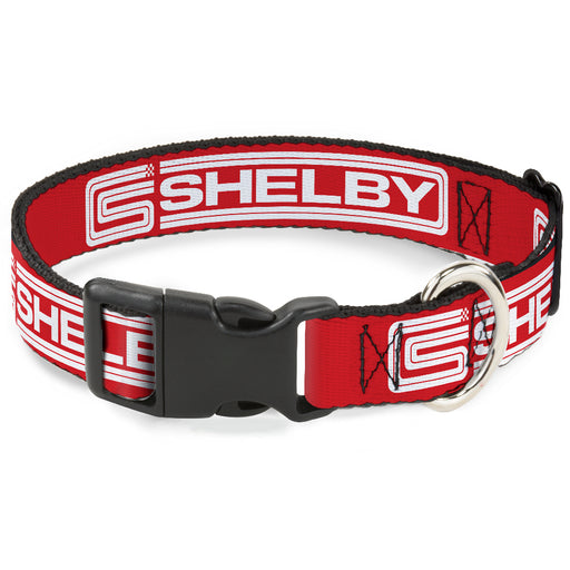 Plastic Clip Collar - Carroll Shelby CS SHELBY Racing Logo Block Red/White Plastic Clip Collars Carroll Shelby   