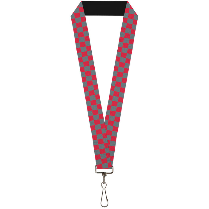 Lanyard - 1.0" - Checker Crimson Red Gray Lanyards Buckle-Down   