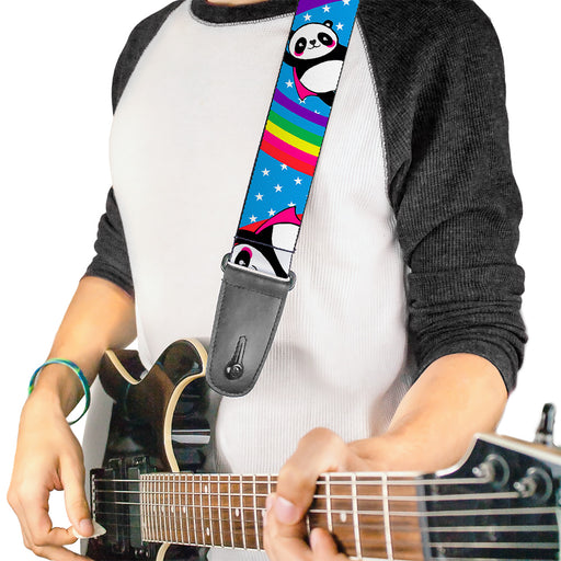 Guitar Strap - Pandas & Rainbows w Stars Guitar Straps Buckle-Down   