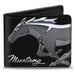 Bi-Fold Wallet - Mustang Chrome Pony MUSTANG Script Black Silver Bi-Fold Wallets Ford   