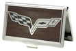 Business Card Holder - SMALL - C6 Marquetry Black Walnut Metal Business Card Holders GM General Motors   