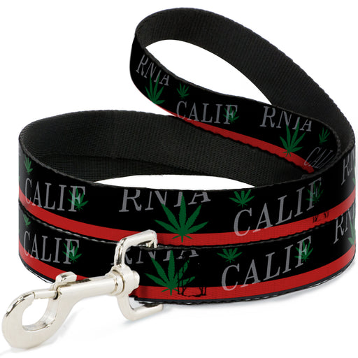 Dog Leash - CALIFORNIA/Pot Leaf Black/Red/Green/White Dog Leashes Buckle-Down   