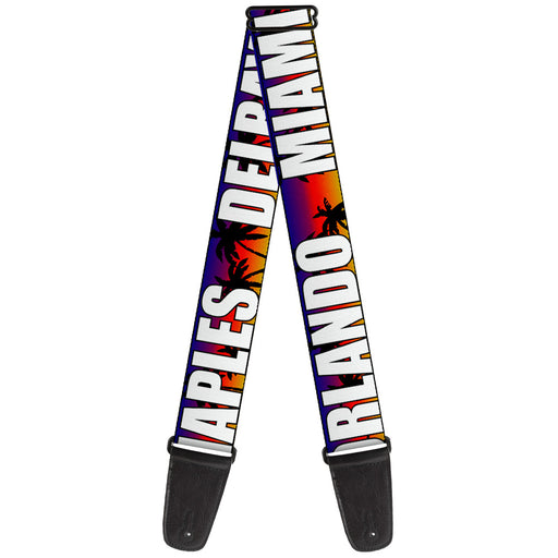 Guitar Strap - Florida Cities Palm Tree Sunset White Guitar Straps Buckle-Down   