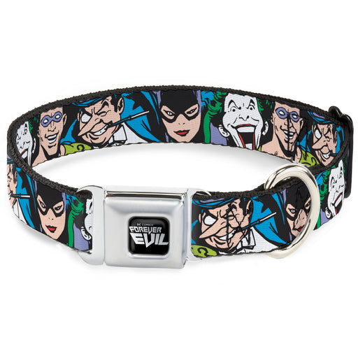 DC COMICS FOREVER EVIL Logo Black/Silver Seatbelt Buckle Collar - Justice League Villains CLOSE-UP Seatbelt Buckle Collars DC Comics   