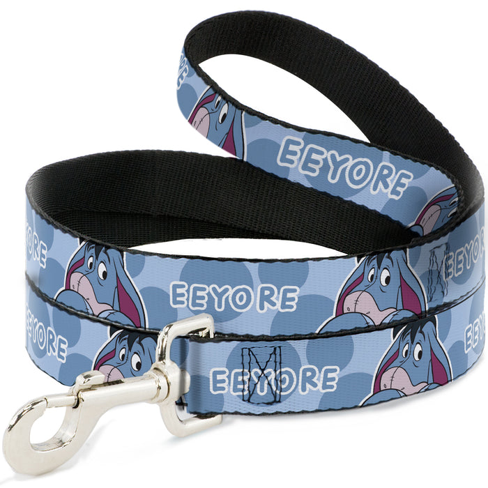 Dog Leash - Winnie the Pooh Eeyore Text and Expression Close-Up Dot Blues Dog Leashes Disney   