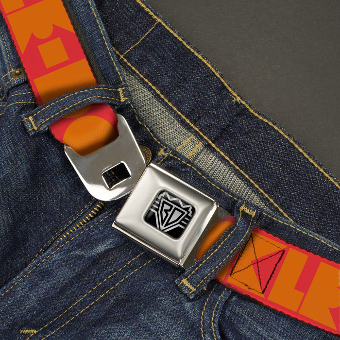 BD Wings Logo CLOSE-UP Full Color Black Silver Seatbelt Belt - BUCKLE-DOWN Shapes Red/Orange Webbing Seatbelt Belts Buckle-Down   