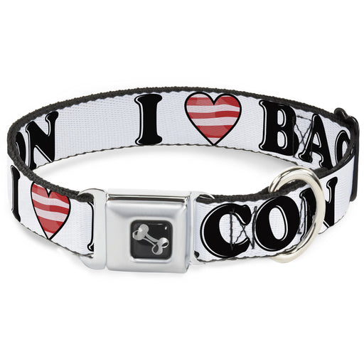 Dog Bone Seatbelt Buckle Collar - I "Heart" BACON White/Black/Bacon Seatbelt Buckle Collars Buckle-Down   