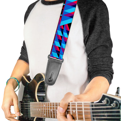 Guitar Strap - Geometric Peaks Blues Purple Red Guitar Straps Buckle-Down   